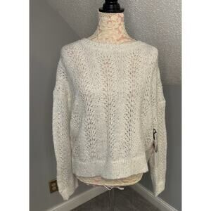 NWT 1.State Sweater Ivory Shimmer Crochet Style Sz Large Nordstrom